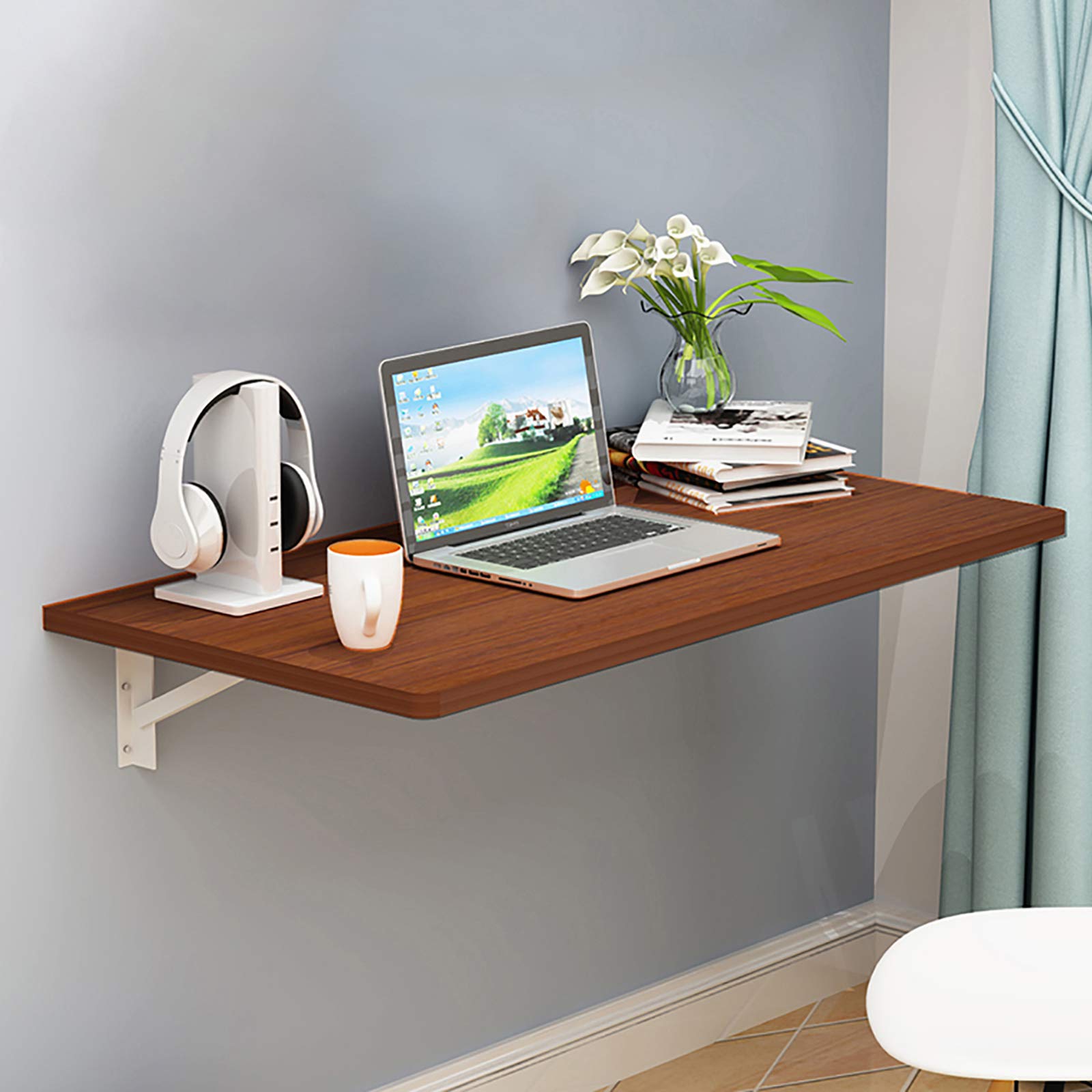 Table murale rabattable en bois massif pour cuisine et bureau
