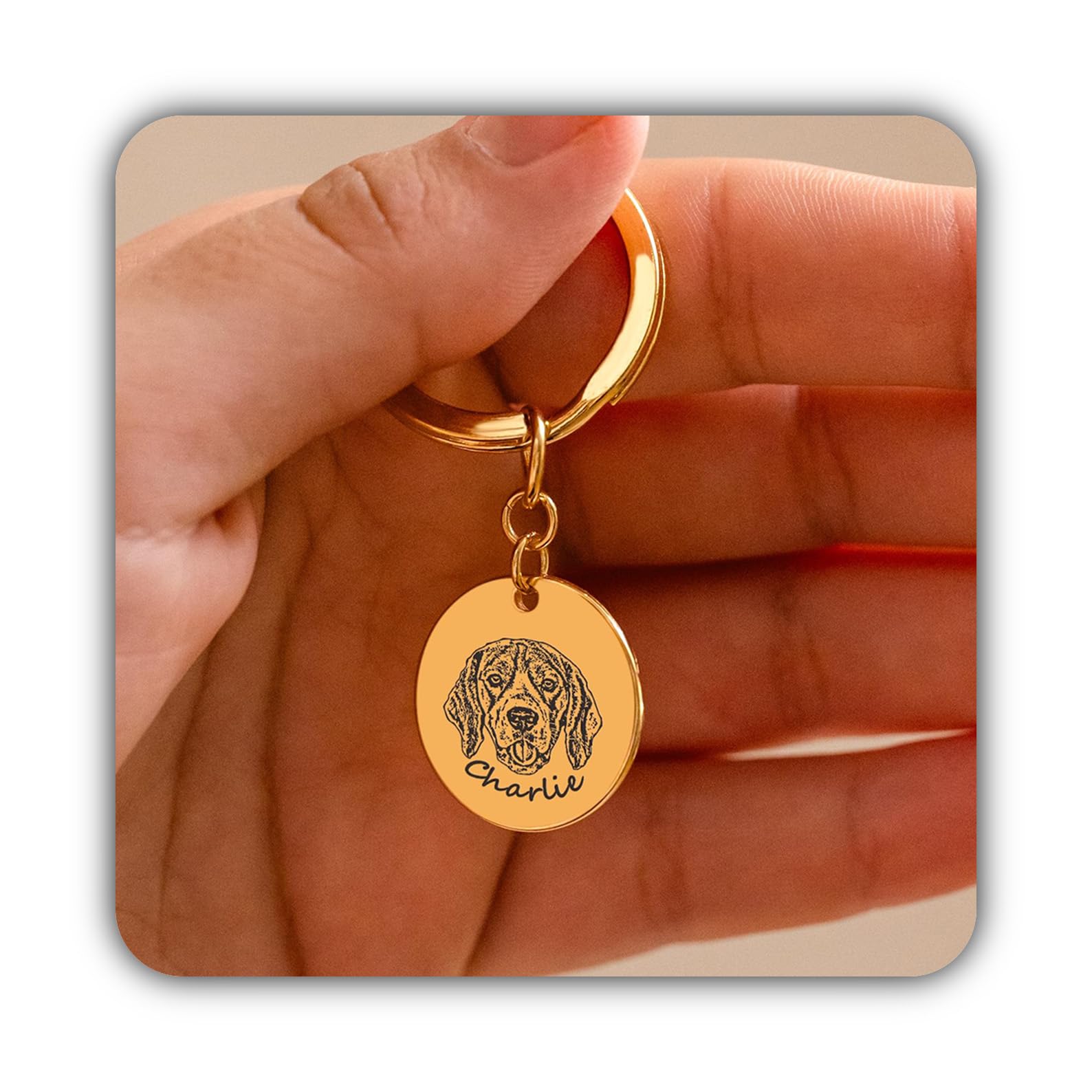 Grabado mascota foto Keyrings, personalizado mascota retrato llavero, personalizado imagen llavero, conmemorativo condolencias pérdida