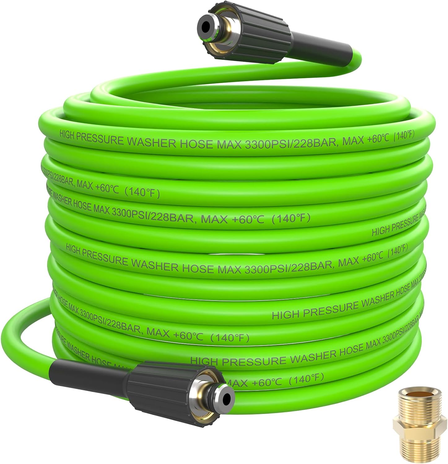 PVC Pressure Washer Hose 50 FT x 1/4", Kink Resistant, 3300 PSI