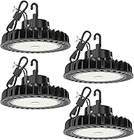 Vista 9 de HYPERLITE Luces LED High Bay de 100 W, 14,500 lm (145 lm/w) 5000 K, 1-10 V, regulable, cable de 5' con enchufe de 110 V, gancho de EE. UU., listado