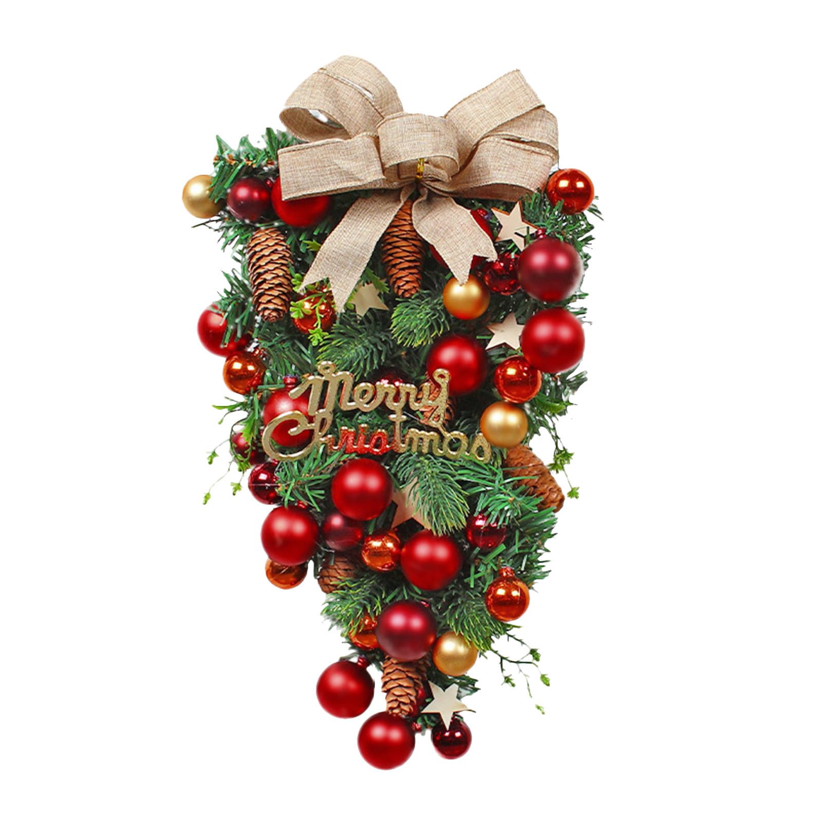 Dekokranz, Weihnachtskranz Weihnachtsdeko Halloweenkranz Weihnachtszweige Rote Beeren Tannenzapfen Rote Schmetterlinge Ligaturkranz Adventskranz aus Metall