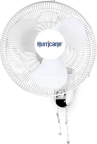 Miniatura 14 de Hurricane Ventilador de Pared de Metal Oscilante Pro de Alta Velocidad con 3 Velocidades, Negro, 16" - Unidad de Enfriamiento de Aire Eléctrica con