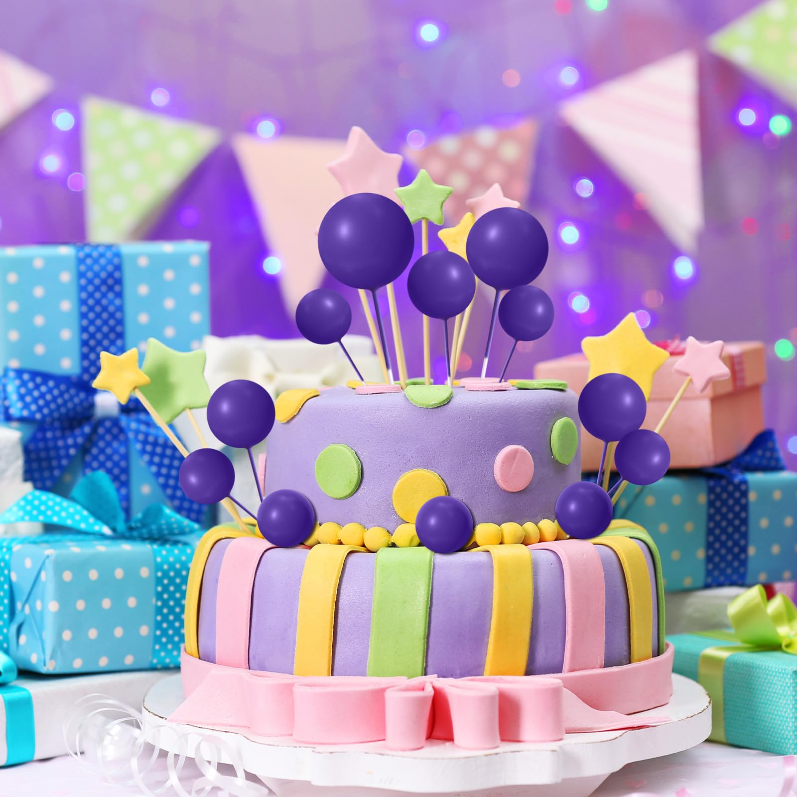 20 pezzi Mini palline decorative per torte, sfere in schiuma dorate di