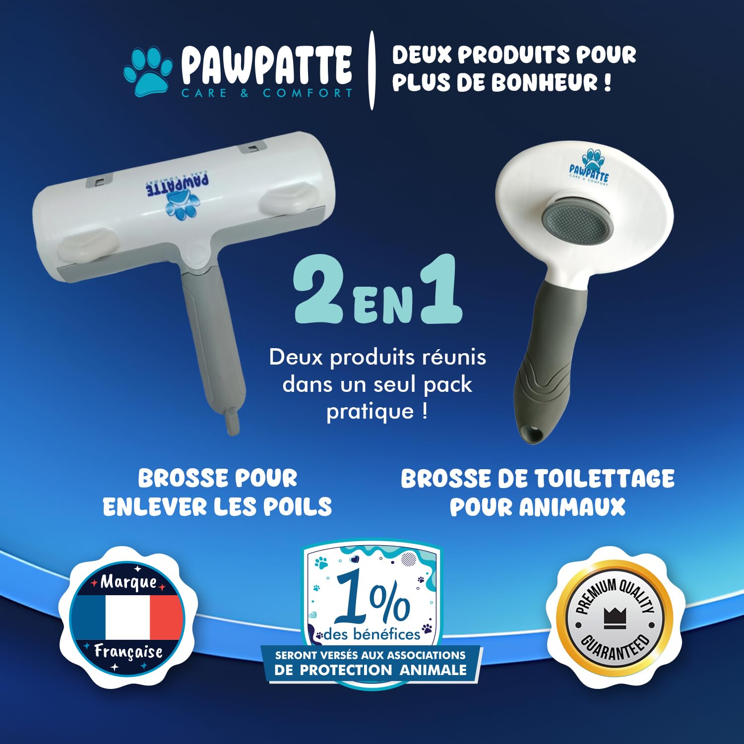 Brosse Anti Poils Animaux Chien Chat, Pawpatte Pack 2, Ramasse Cheuveux, Brosse Toilettage, Chaton, Réutilisables pour Canapé, Lit, Tapis, Voiture, Poils Morts, Arbre à chat