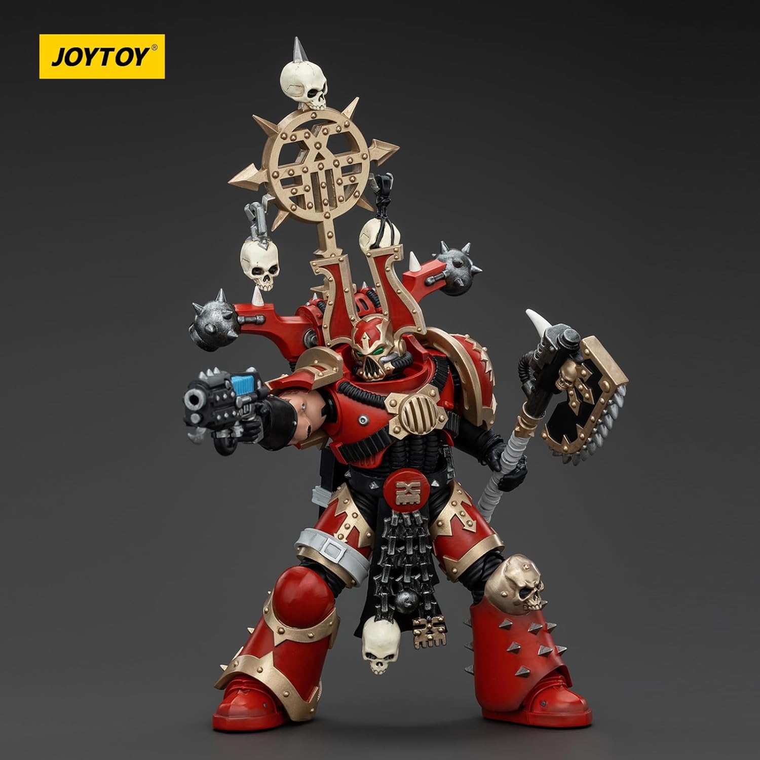 JOYTOY Warhammer 40k World Eaters, World Eaters Khorne Berzerker with Berzerker lcon 1/18 Action Figure, Dedicated to You Who Love Collecting