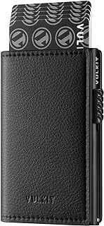vulkit Minimalist Leather Wallet - Pop Up Cards, RFID Protection, Holds 10 Cards, Litchi Black-picture-31