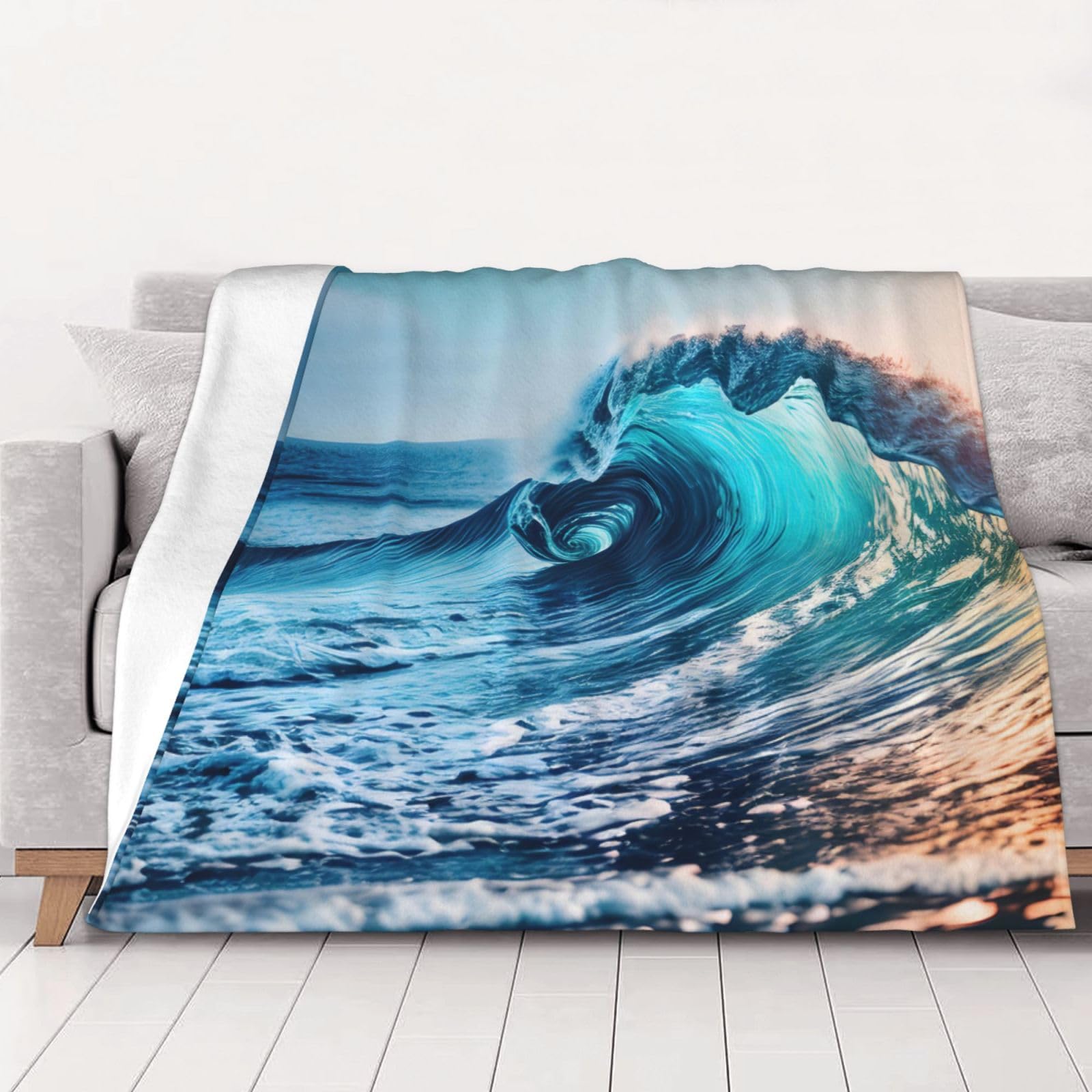 Couverture vagues de l'océan pour canapé et soirées cocooning en famille