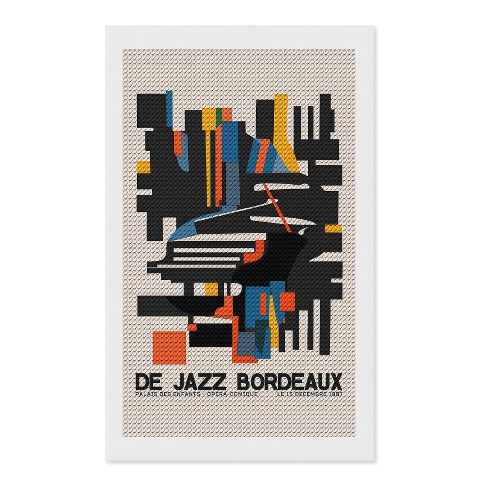 Junmoney Jazz Bordeaux Diamond Painting Set 12"x20", Full Kit Included, Sparkling Round Gems, Farmhouse Decor, Festive Craft Gift