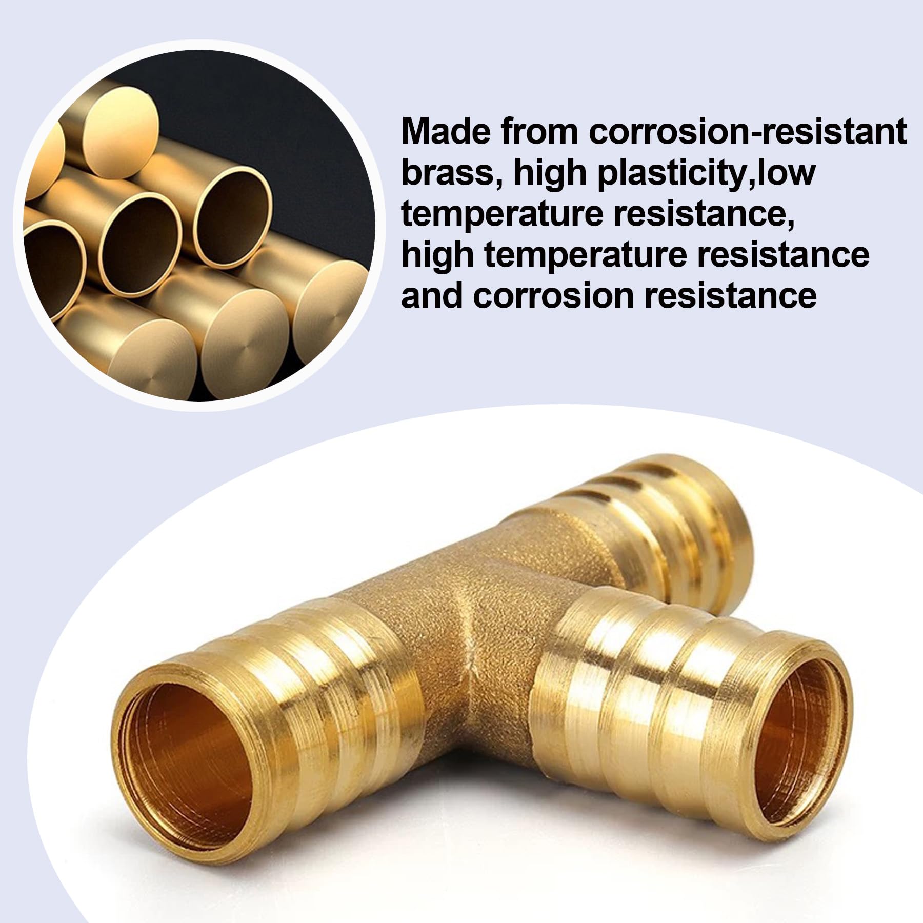 Raccord cannelé en laiton 6 mm ID en forme de T 3 voies pour air, gaz, eau et carburant – Connecteur en T barbelé (2 pièces)