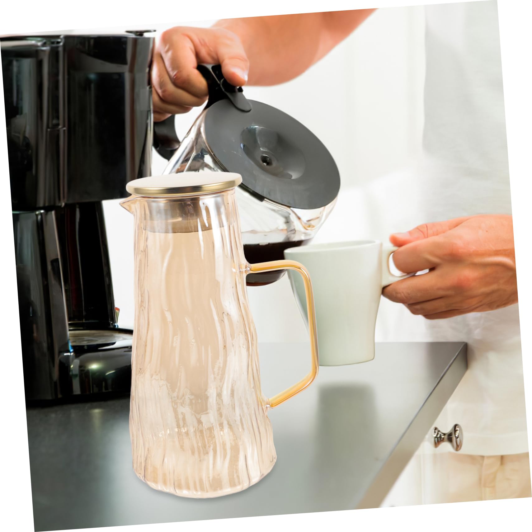 COLLBATH Jarra de Vidrio para Agua Capacidad de 1.5l Diseño Grueso y Tapa Infusora para Té Helado y Frutas Uso Doméstico Elegante y Funcional