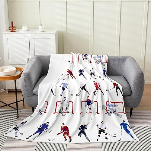 Miniatura 2 de Manta de cama de jugador de hockey para todas las estaciones, manta deportiva de forro polar de franela mullida para niños y niñas, eventos