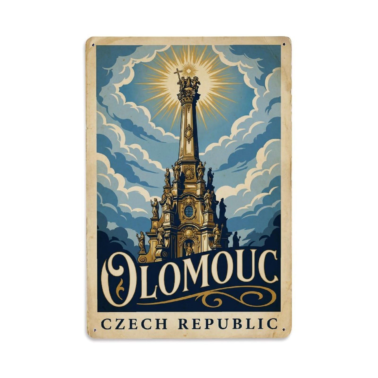Czech Republic Olomouc Travel Retro Metal Tin Sign Plaque Wall Decor for Cafe, Club Bar, Office, Garden Metal Poster 8x12Inch