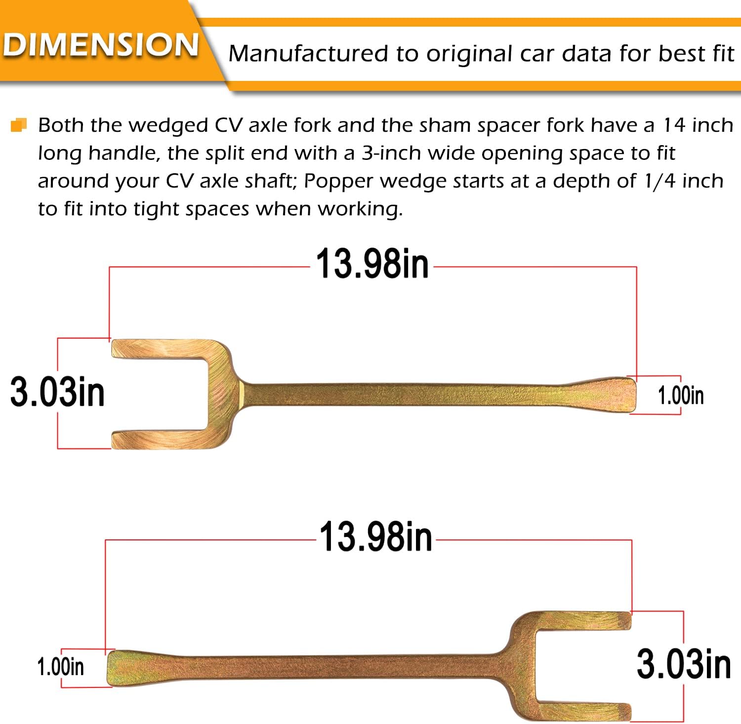 12020 Axle Popper Kit CV Axle Removal Tool CV Axle Wedge and Popper Set For Common CV Axles, Transaxles & Transmissions, Use to Break Half Shafts Loose from Transaxle, Fix Damaged CV Joints, 2 pcs