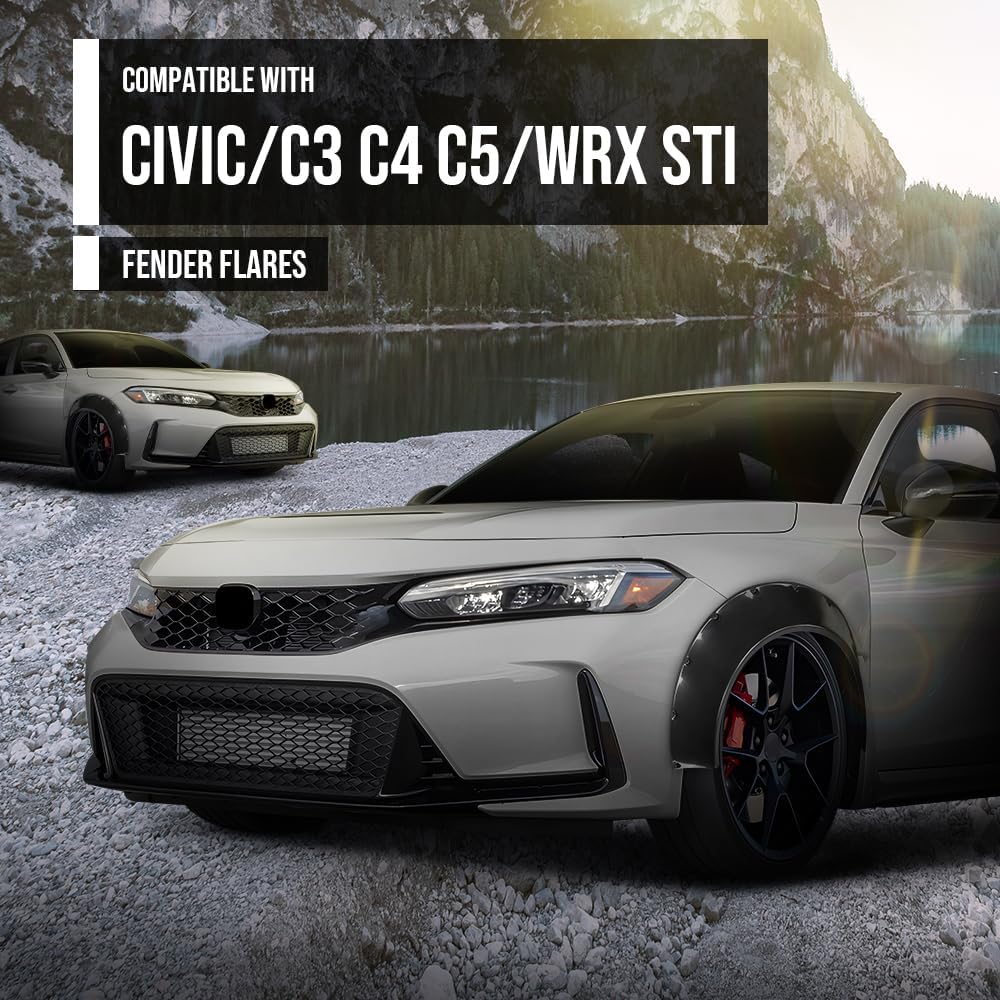 G-PLUS Fender Flares Wide Body Kit Wheel Arches Protector Cover Compatible with Honda Civic Accord Black 4Pcs
