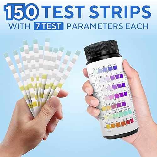 Miniatura 5 de Tiras de prueba 7 en 1 precisas para piscina, 150 tiras de prueba de spa para bañera de hidromasaje, kit de prueba rápida de agua de piscina, bromo,