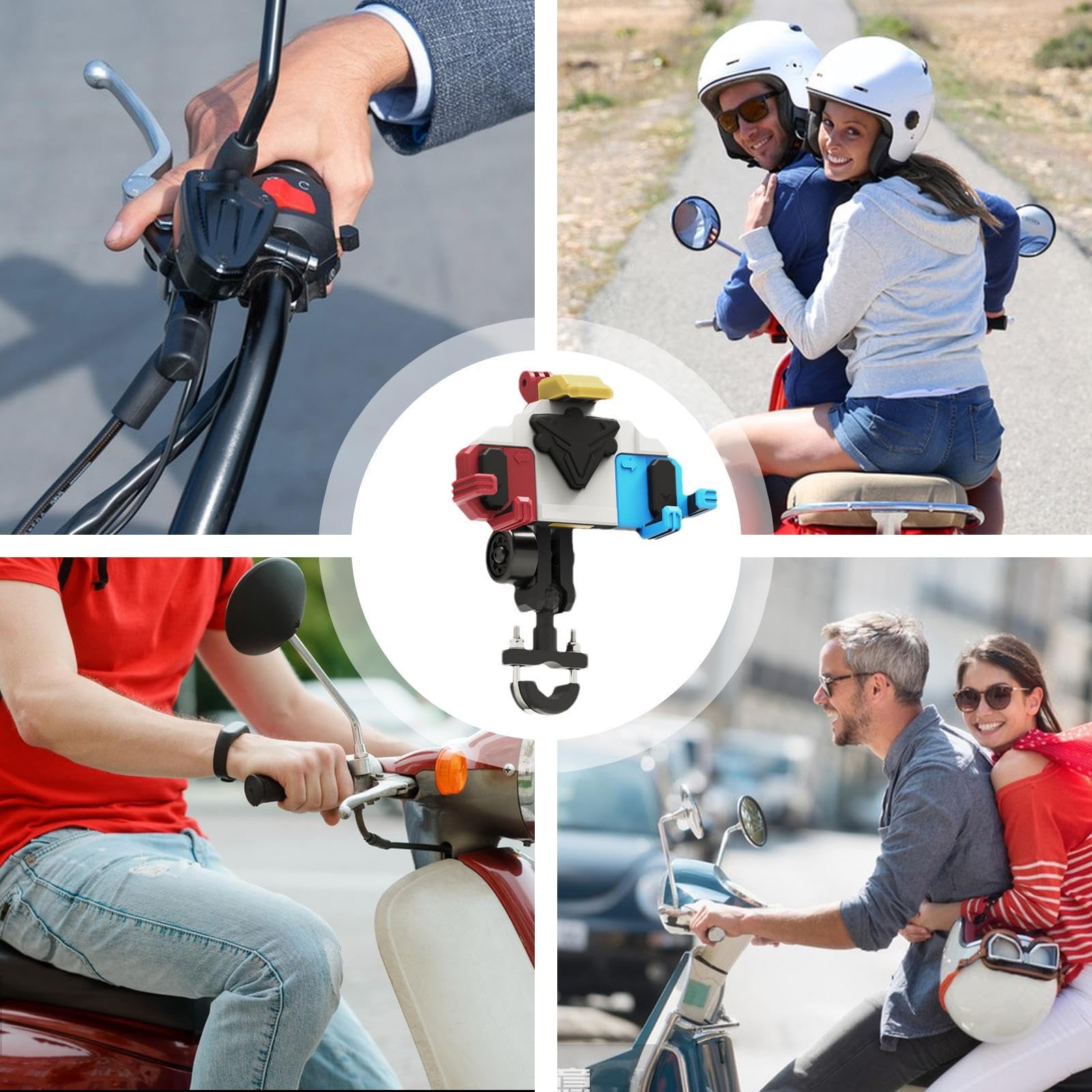 Generico Porta telefono per moto, Porta telefono per bici - Morsetto per | cellulare con manubrio girevole a 360 gradi | Clip per per scooter, supporto per per smartphone da 4,7-7 pollici, per