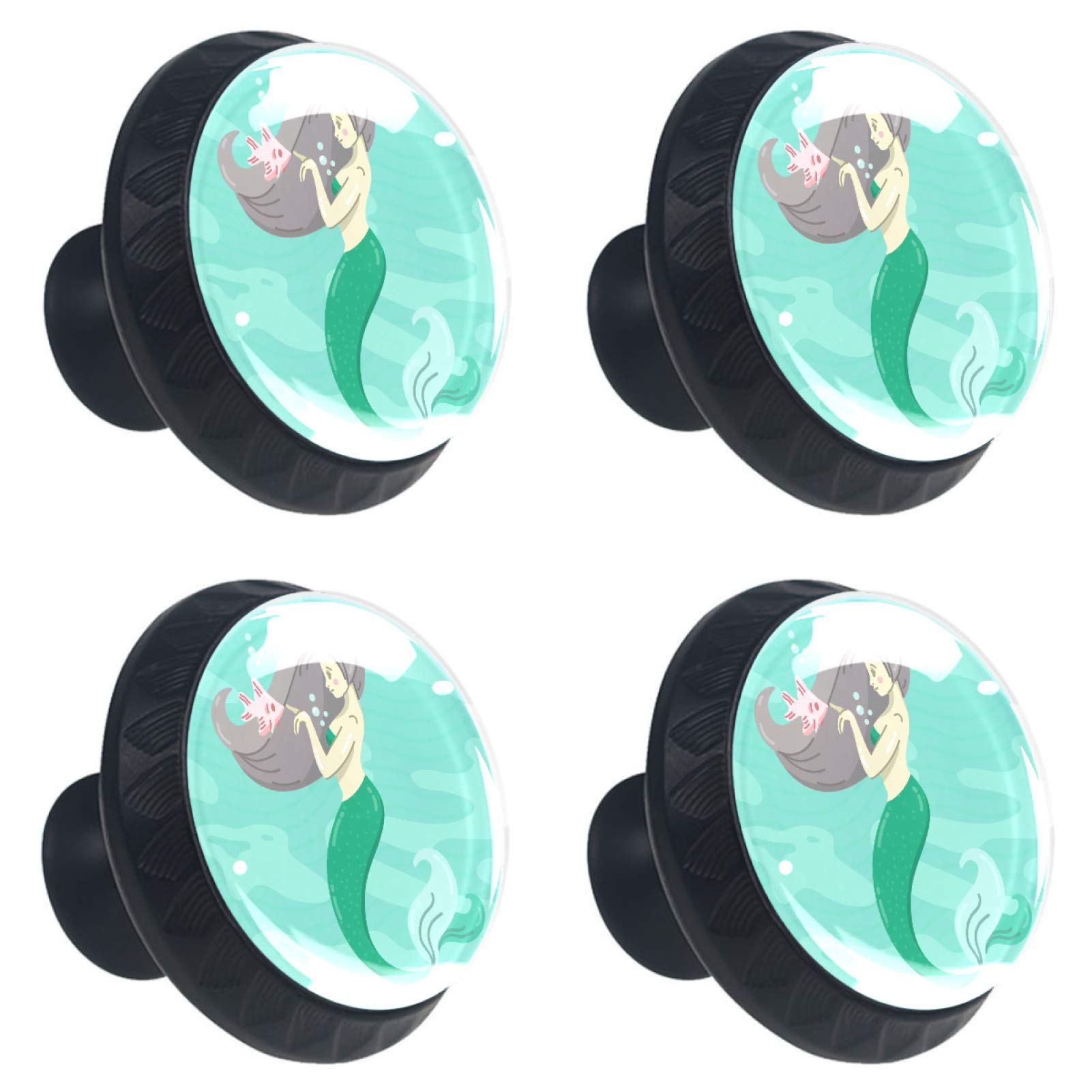 Boutons de tiroir en verre sirène : lot de 4 poignées ergonomiques et robustes