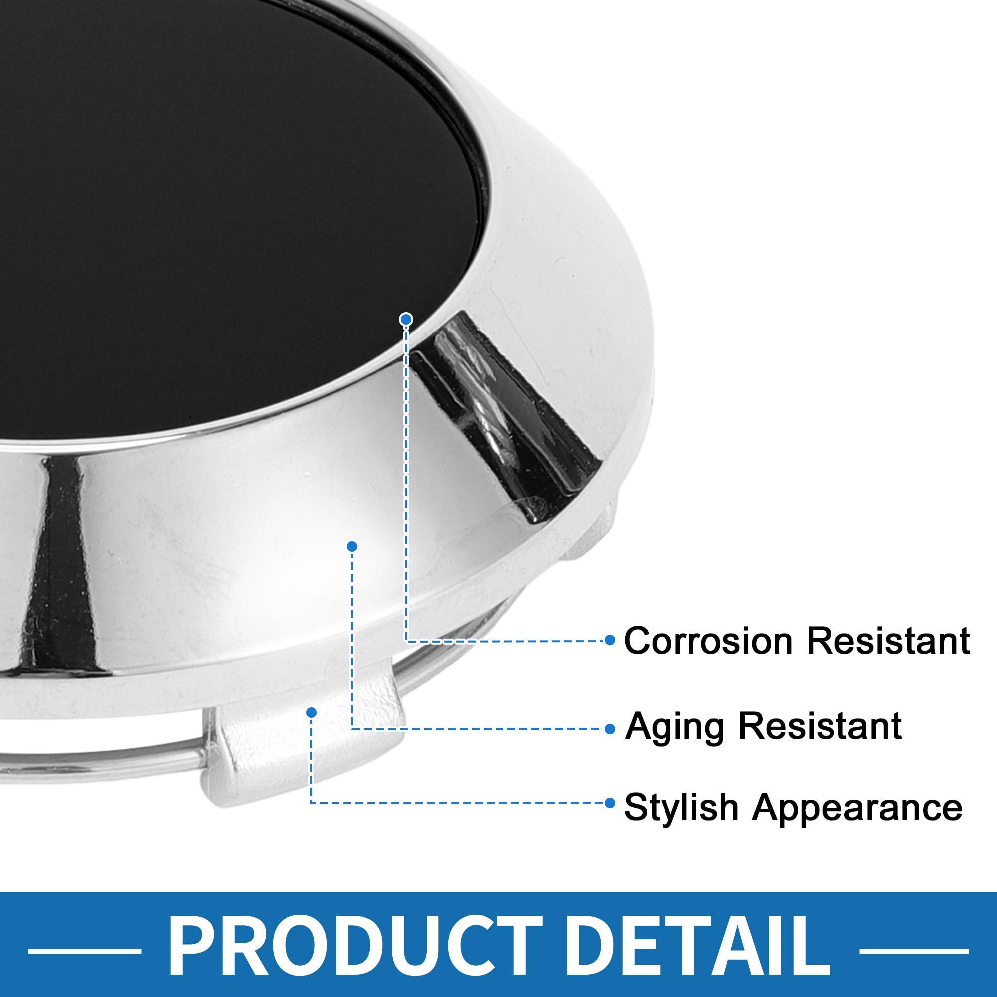 Coprimozzo Centrale Universale In Plastica Argento 70mm Per Cerchi In Lega, 1 Pezzo Con Adesivo Nero Per Ford/BMW - 4