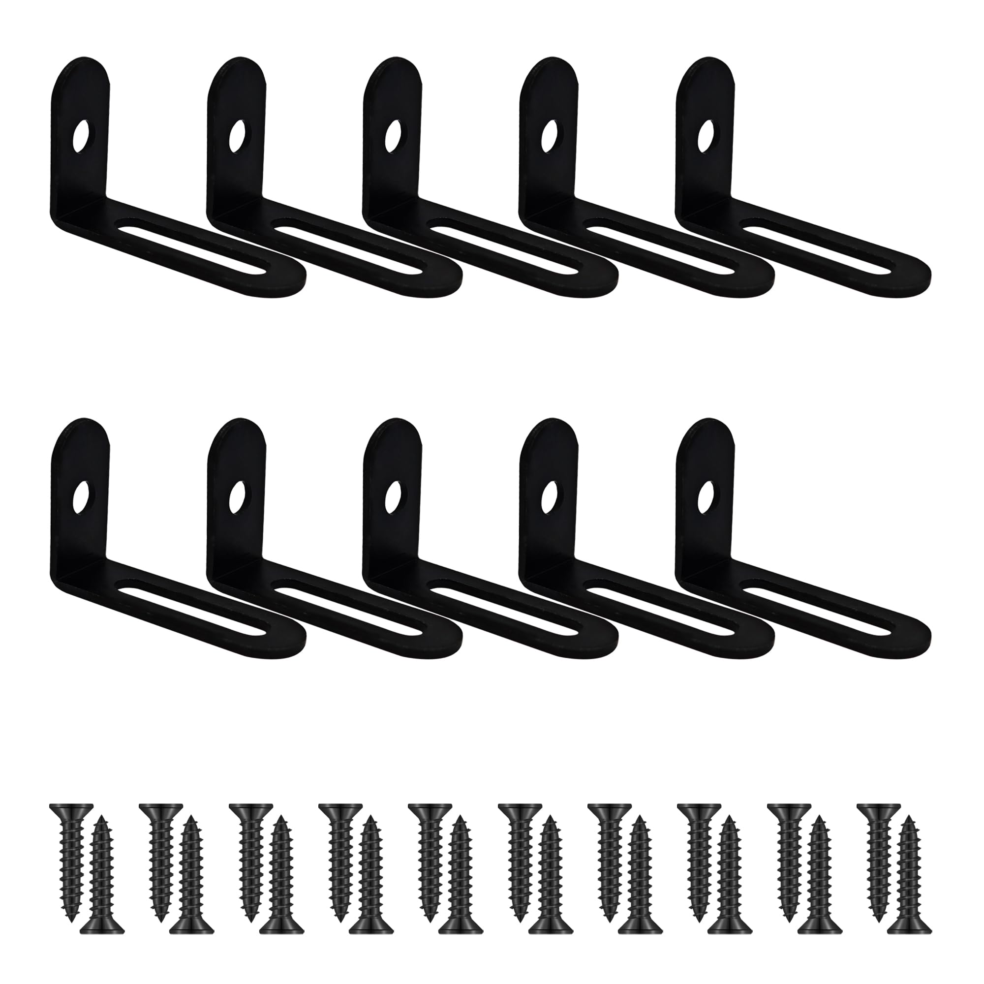 10Pcs 1.5"x1"x0.5"Adjustable Right Angle Brackets, Metal L Bracket Heavy Duty 90 Degree Corner Fastener L-Shape Corner Brace Support Black Shelf Bracket-image-23