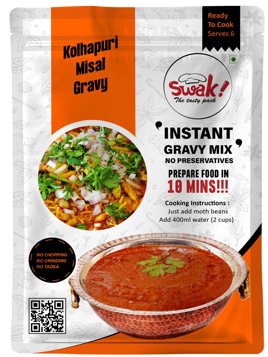 Swak! The Tasty Pack Kolhapuri Misal Gravy |Instant Multipurpose Gravy Mix 150 Gms Ready To Cook Misal Masala (B0C85238RF) Amazon Price History, Amazon Price Tracker