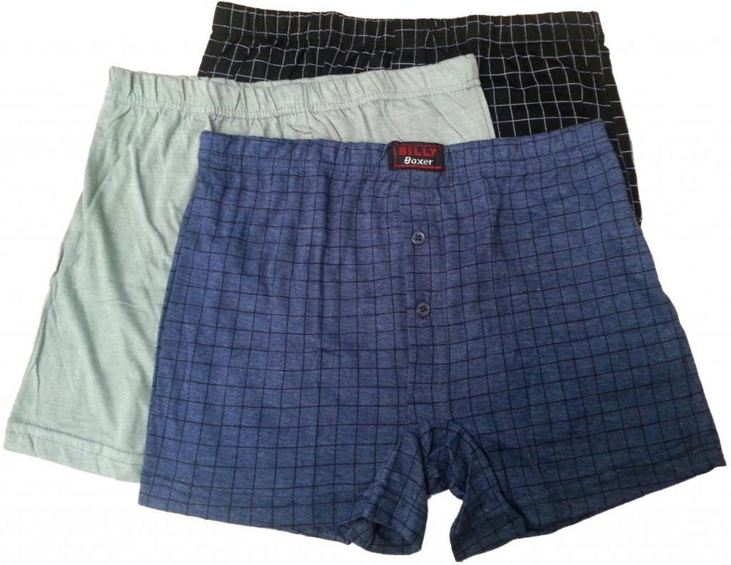 Billy Mens Boxers Assorted Colours Brand Shorts Underwear Trunks Pack of 3 (Small)