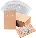Earring Display Cards with 100 Pcs Earring Holder Cards 200 Pcs Earring Backs and 100 Jewelry Packaging for Earrings Necklace Jewelry Bags 3.5x2.4 Inches (Brown)