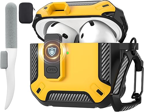 Vista 18 de Maxjoy Funda para AirPods 4 con cerradura, funda para AirPods de 4ª generación con kit de limpieza, a prueba de golpes, funda protectora para Azul