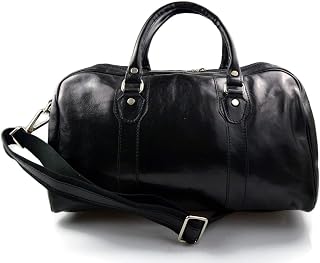 Leather duffle bag genuine leather travel bag overnight bag for men and women weekender leather bag cabin leather bag made in Italy black