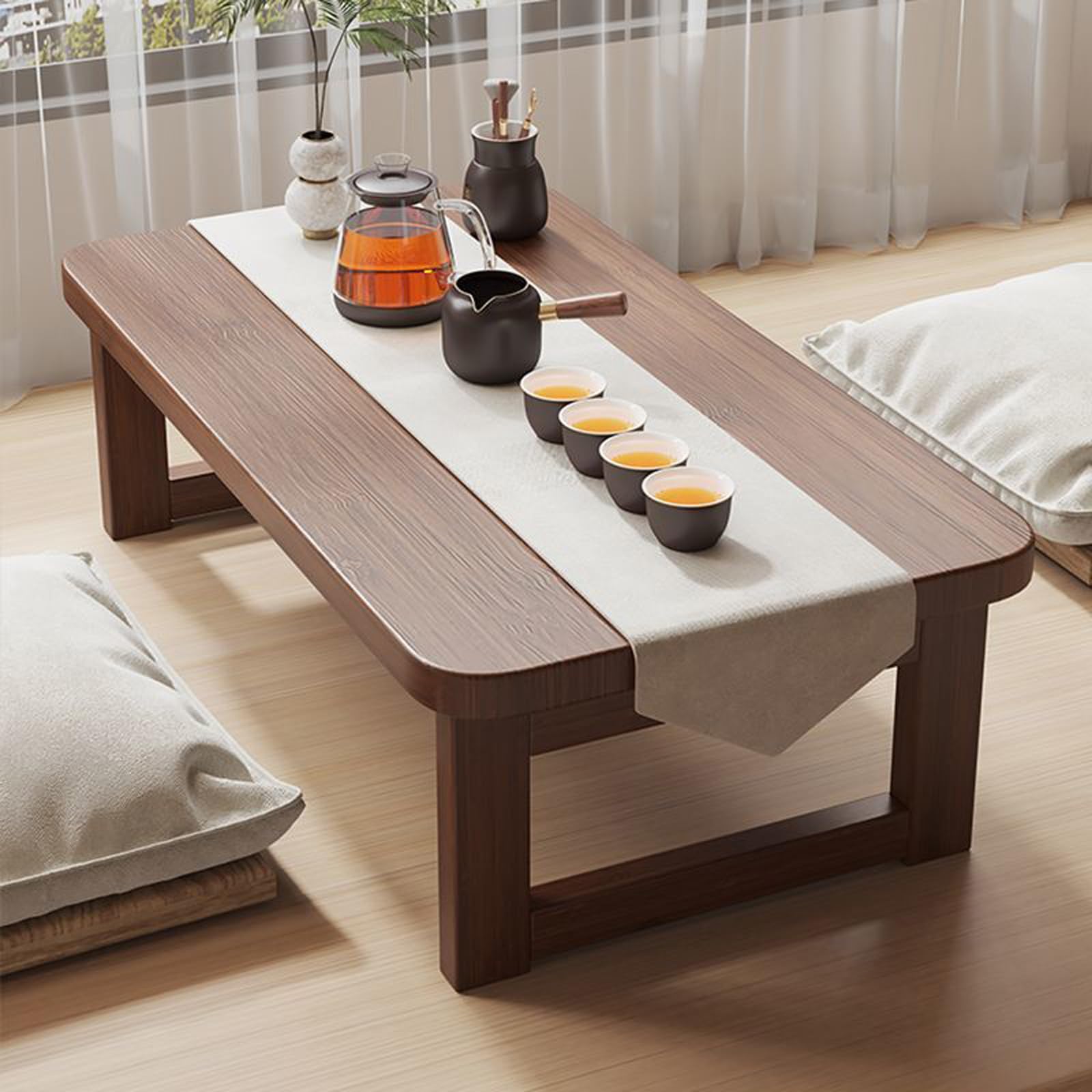 Table basse japonaise pour manger au sol et se détendre au salon
