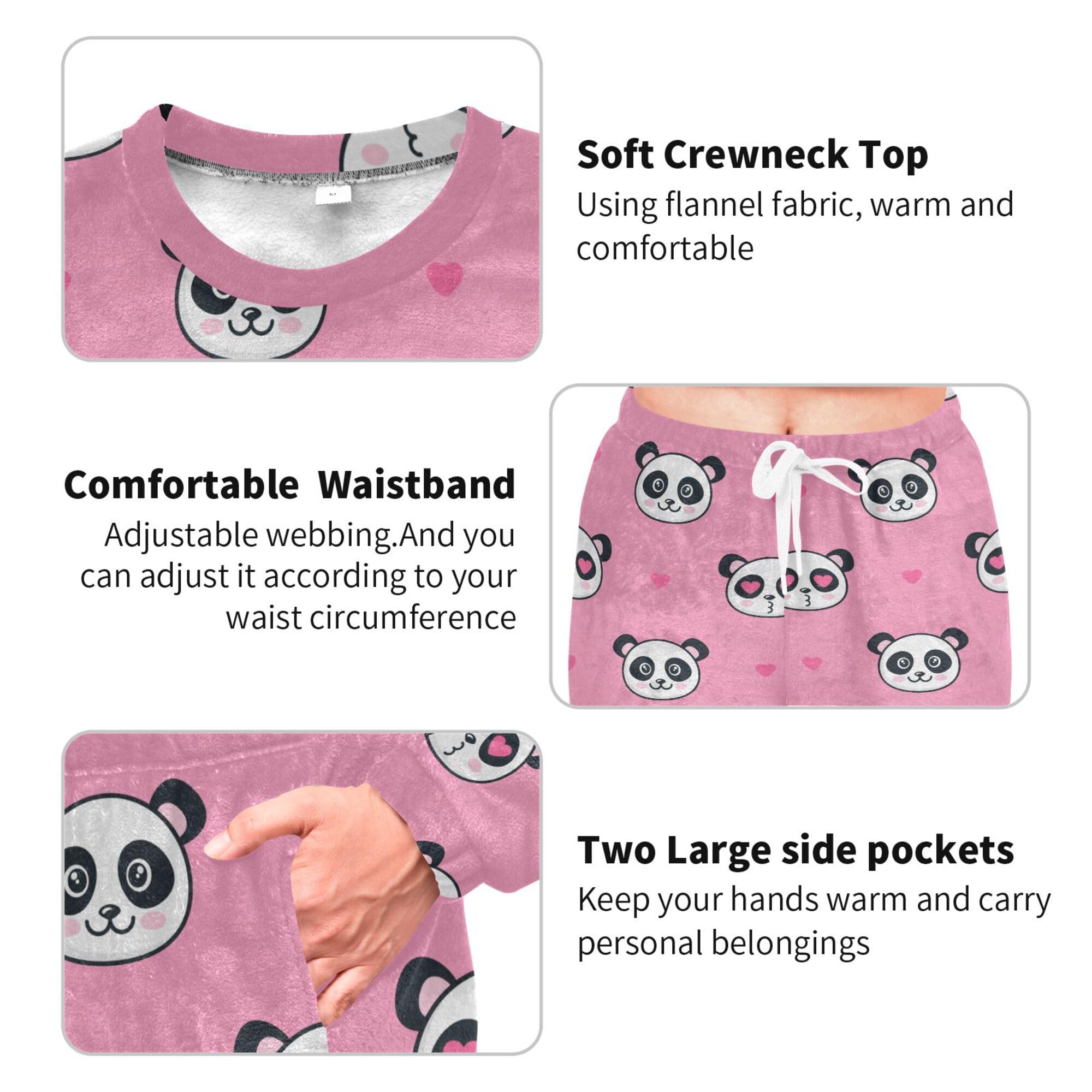 ALAZA Conjunto de pijama de forro polar para mujer, elegante gato, manga larga, ropa de dormir de dos piezas, ropa de dormir térmica, pijama súper suave, talla S