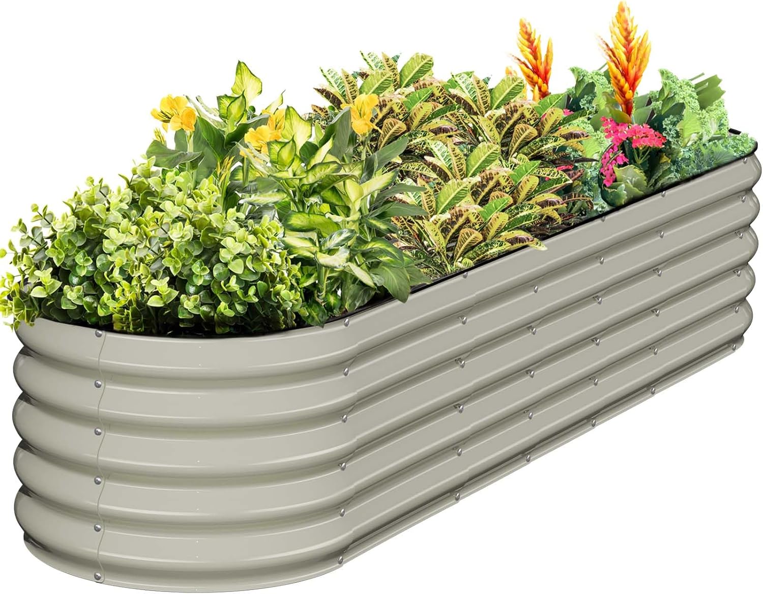 Kesfitt Galvanized Raised Garden Bed Kit,18" Tall 7-in-1 Outdoor Metal Planter Boxes with Safety Edging,8×2×1.5FT Modular Large Steel Raised Beds for Gardening Vegetables Fruits Flower
