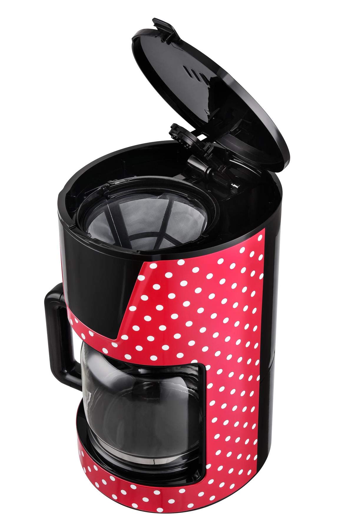Team Kalorik TKG CM 1045.1 RWD Macchina Da Caffè A Filtro, 1,5 L (12-15 Tazze), 900W, Design Retrò Rosso/bianco, Piastra Antiaderente, Antigoccia, Acciaio Inox