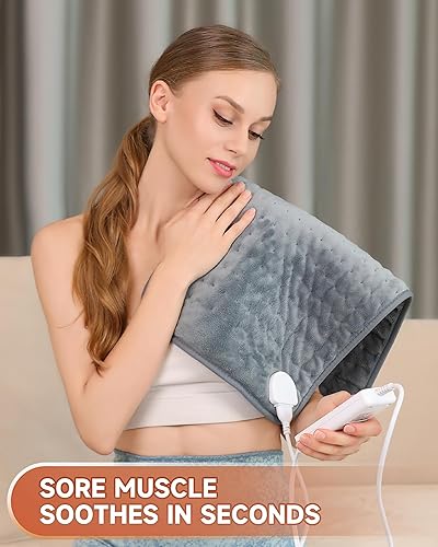 Miniatura 2 de Almohadilla térmica para aliviar el dolor de espalda, almohadillas térmicas MAVOKIS para calambres con apagado automático grande, 6 ajustes de