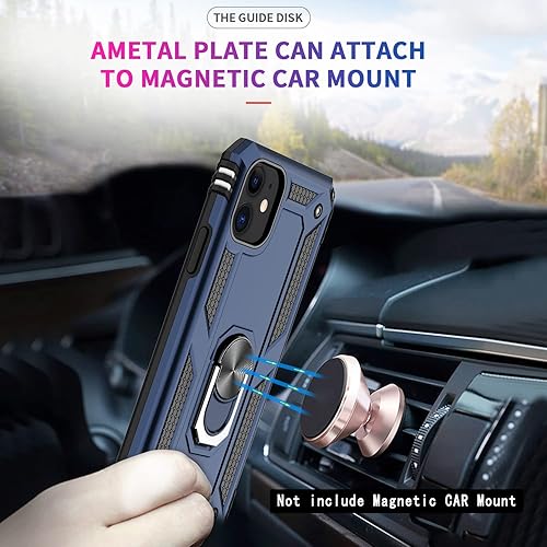 Miniatura 4 de LeYi - Funda para iPhone 11 con protector de pantalla de vidrio templado (2 unidades), cubierta protectora de grado militar con anillo magnético