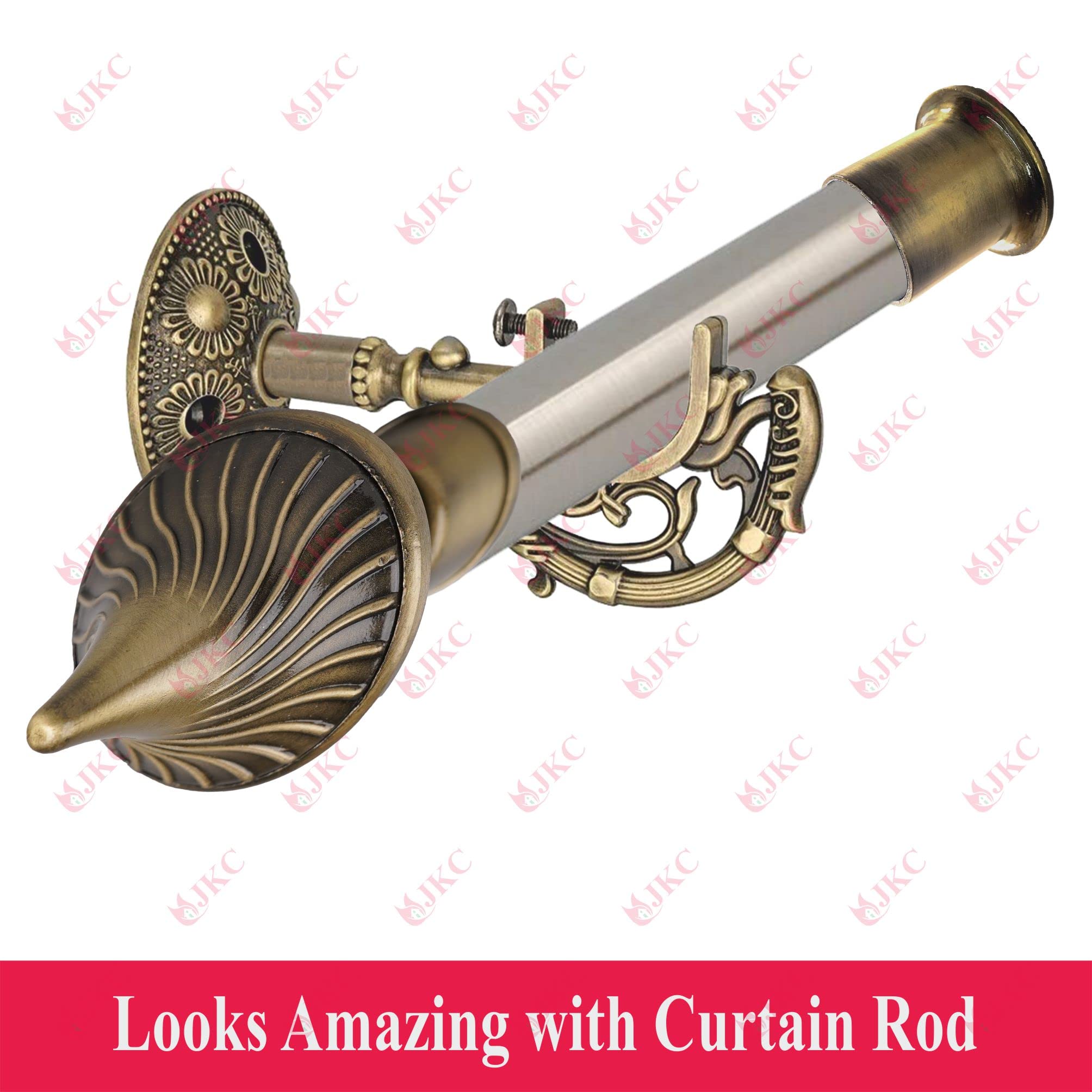 JKC Whirl Curtain Brackets and Holder with Prehistoric Look for 1 Inch Pipe (Bracket - 1 Pcs, Support - 1 Pcs & Wall to Wall - 1 Pcs) 3