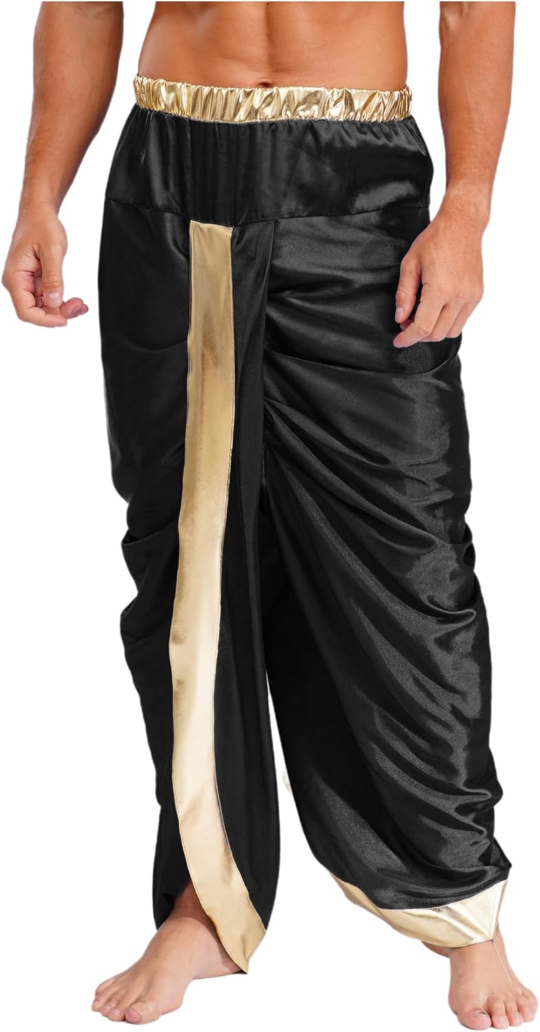 easyforever Adult Mens India Costume Readymade Dhoti Waistband Harem Pants Ruched Dhoti Trousers