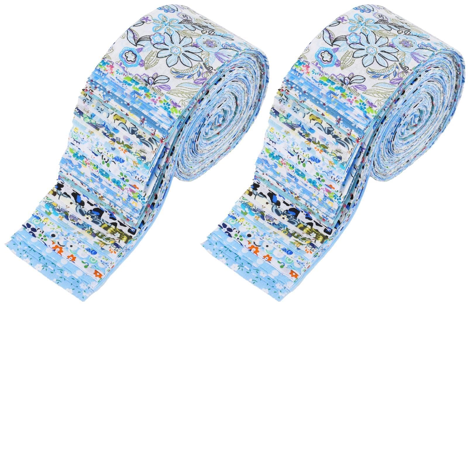 80 Pcs Jelly Roll Fabric Cotton Precut Strips 6.5 x 50cm Quilting Fabric Bundle 20 Patterns Soft Patchwork Strips for Sewing Crafts DIY(Blue)