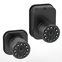 IU62 Dual-Sided Keyless Keypad Door Knob with Mechanical Key & USB-C Power Backup,Adjustable Latch, All-Weather for Outdoor/Indoor/Patio/Fence, Non-Networked Security Lock Matte Black