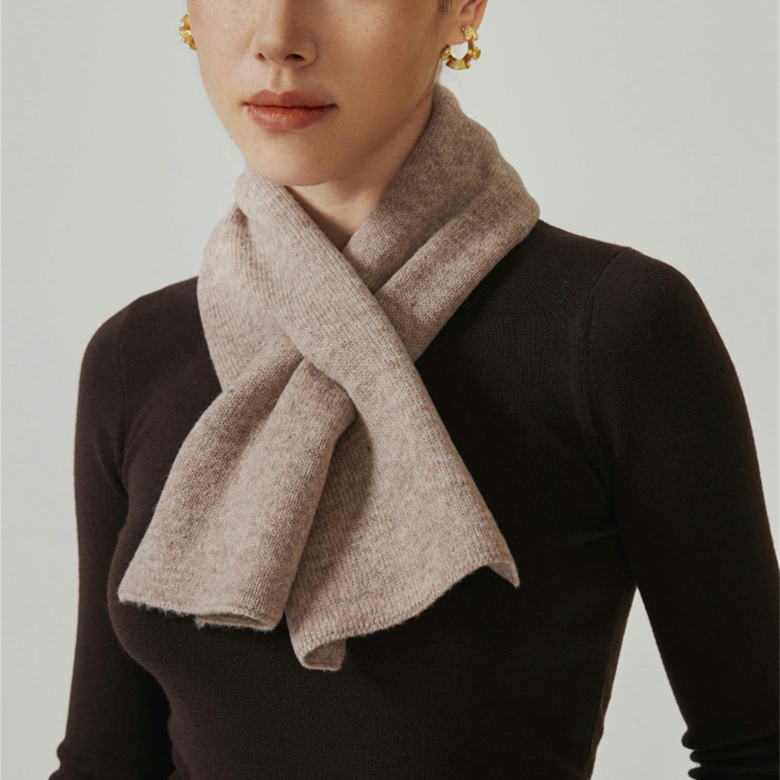 JOASIS Sciarpa Donna Sciarpa da Donna Invernale Lavorata A Maglia in Finta Lana, Scialle alla Moda, Semplice Sciarpa al Collo Piccola-off White-76 * 18 Cm