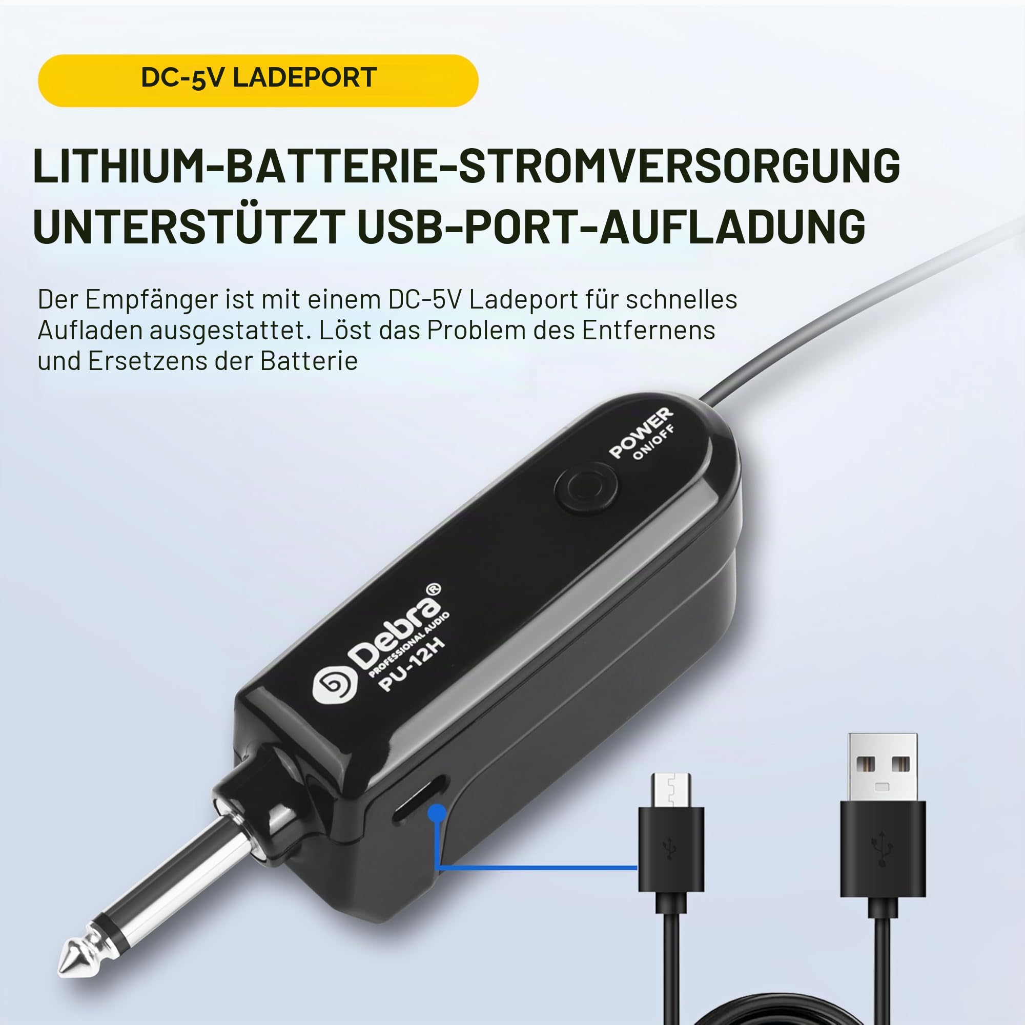 D Debra Professionelles Kabelloses UHF-Mikrofon-Set mit 30 Kanälen – 2 Dynamische Handmikrofone & USB-C-Ladeempfänger, Ideal für Karaoke, Bühne, Hochzeit, Kirche und Veranstaltungen