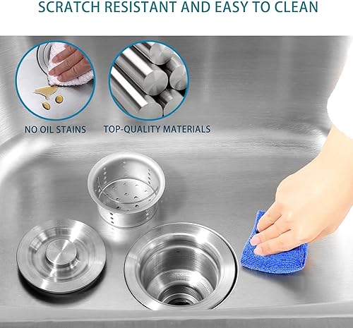 Miniatura 8 de Lafati Fregadero de acero inoxidable  Fregadero de cocina independiente de un solo tazón certificado NSF con agua fría y caliente para granja, baño,