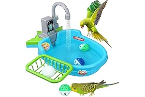 Automatic Bird Shower Box with Faucet and Bath Toys for ALL Bird Sizes