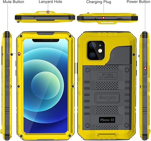 Miniatura 7 de Beasyjoy Funda para iPhone 12, resistente al agua, con protector de pantalla integrado, funda protectora resistente de cuerpo completo, grado