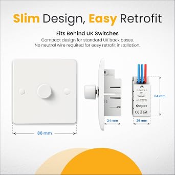 Candeo Zigbee Smart Rotary Dimmer Switch | Compatible with SmartThings, Hubitat & Home Assistant | LED & Incandescent Bulbs | Voice Control via Alexa & Google Assistant | No Neutral Wire Required