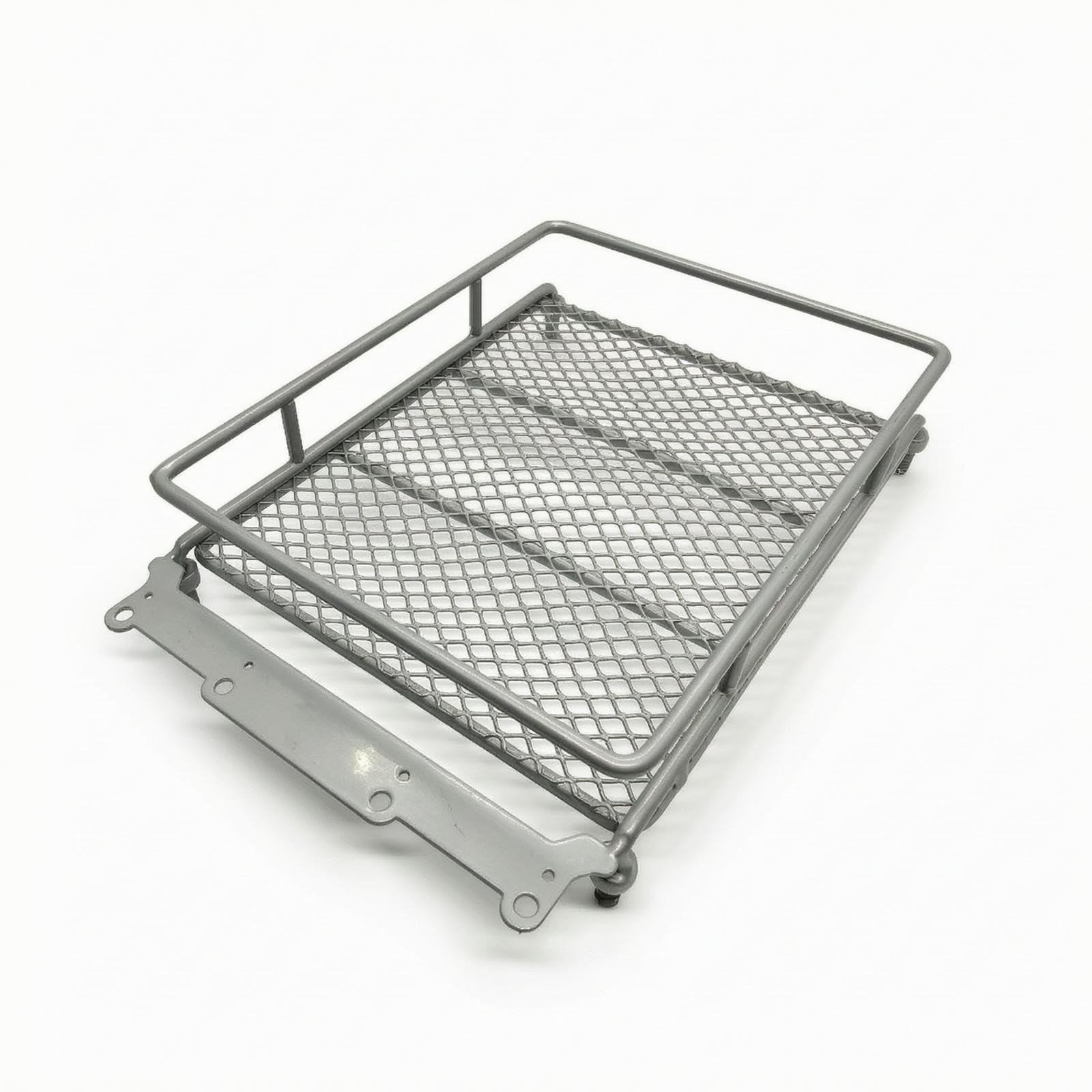 RC Roof Rack with Mesh Surface Metal RC Crawler Luggage Rack Realistic for Scale Model Upgrades Silver Without Light-image-18