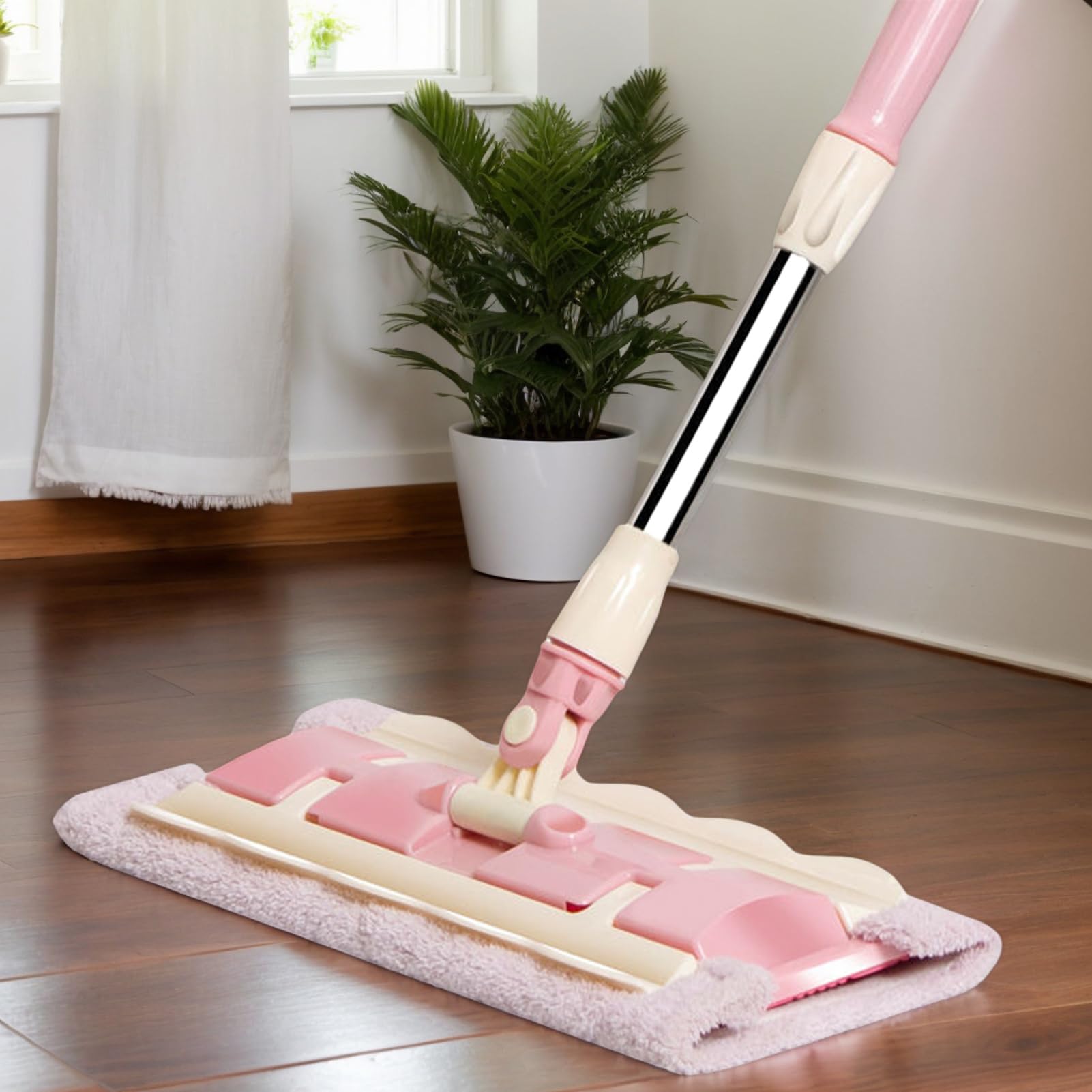 Fregona Plana - Reutilizables para Fregona Y Mango | Mopa Profesional De Microfibra | Fregona De Limpieza Con 4 Almohadillas Lavables | Herramienta De Limpieza Giratoria De 360 Grados para Co