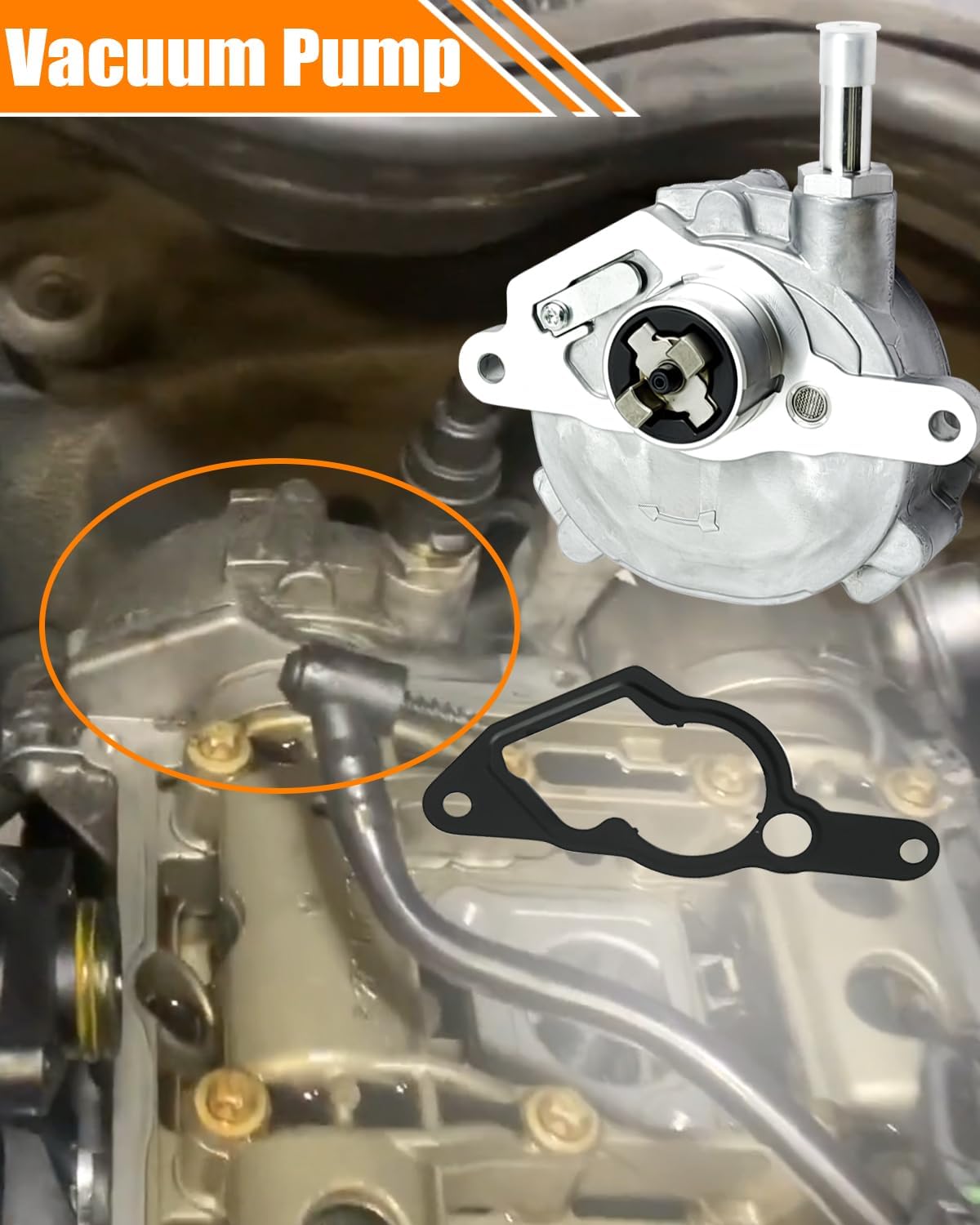 A2712301365 A2712301665 Brake Vacuum Pump Compatible with 2012 2013 2014 2015 Me-rcedes-Benz C250 SLK250 W204 R172 1.8L, Vacuum Pump Replace OE# SK904023 2712301665 2712301365