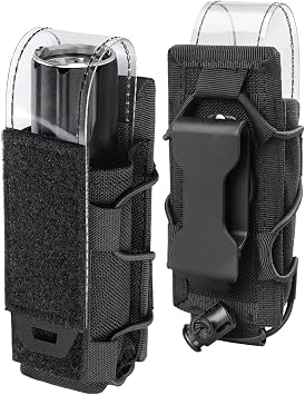 LIVANS Flashlight Holster for Duty Belt,Tactical Flashlight Holder Pouch,Nylon Torch Carry Case Sheath for Police Vest Security Correction Officer Outdoor Camping Accessories,with PVC Transparent Flap