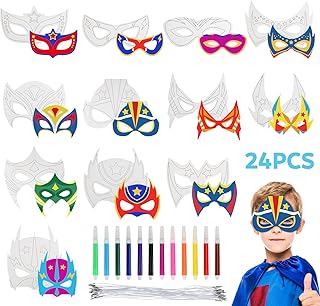 DJLLA Máscara de Animales para Niños, DIY Blanco Máscaras para Colorear con Bolígrafos, Máscaras de Fiesta de Cumpleaños, Máscara de Cosplay para Infantil Cumpleaños, Carnaval, Halloween, Navidad