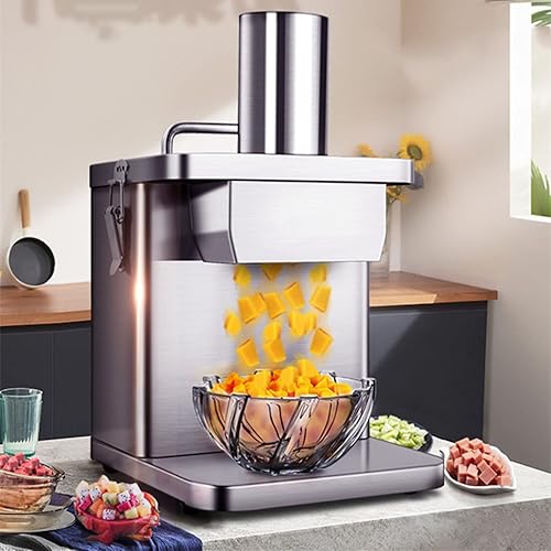 QXIUDDYS Cortador de verduras, cortador eléctrico comercial de cebolla para alimentos, cortador de frutas y verduras, con moldes de corte en dados